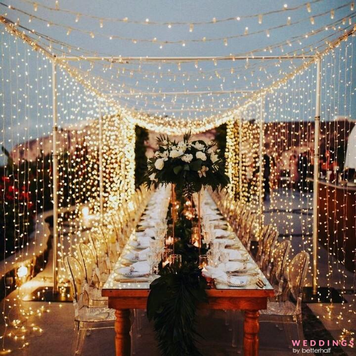 Photo of Gold Fairy Lights Dining Table & Chairs Decor Ideas