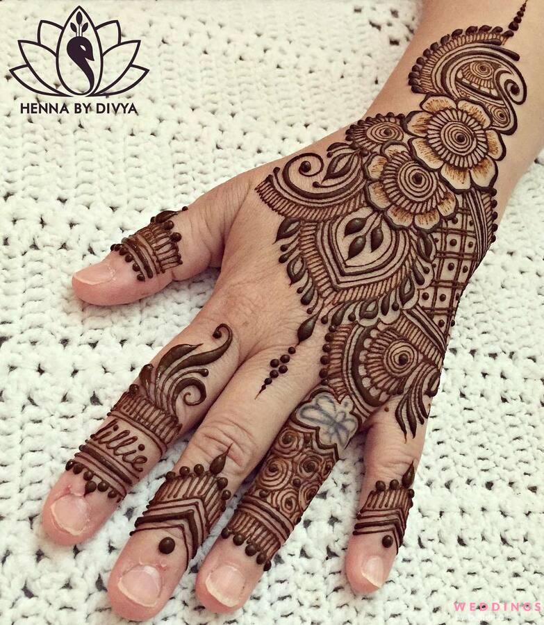 Photo of elegant simple back hand mehndi design for weddings