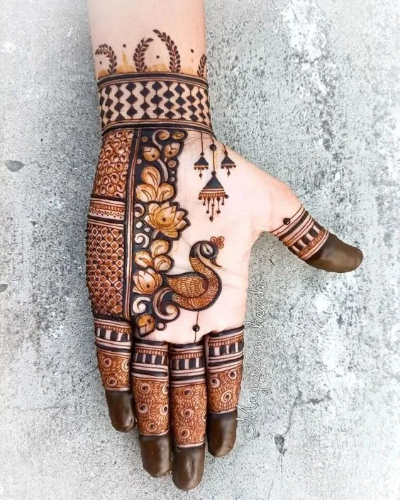 photo of One-Side Mehndi Design Featuring Ethnic Motifs