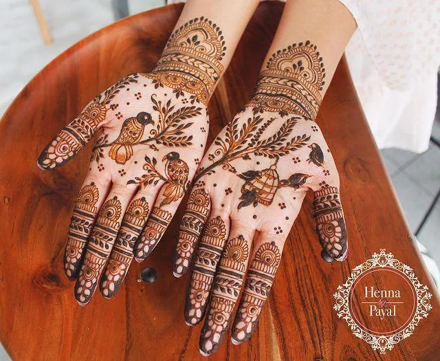 Bird Pattern Mehndi Art Photo of Bird Pattern Mehndi Art
