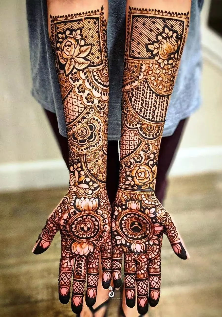 Roses & Lotuses Mehndi Design Photo of Roses & Lotuses Mehndi Design