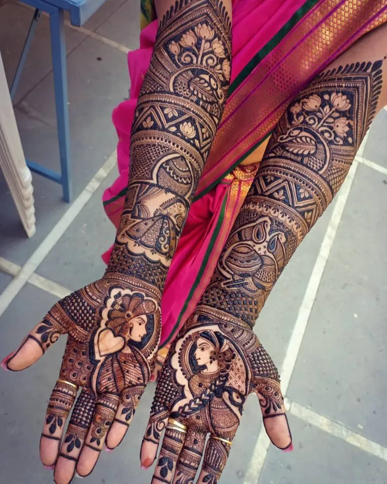 Mehndi with Dhol and Shehnai Motif Photo of Mehndi with Dhol and Shehnai Motif