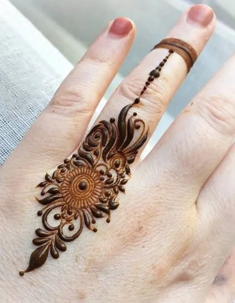 Ring Finger Henna Mehndi Design Photo of Ring Finger Henna Mehndi Design