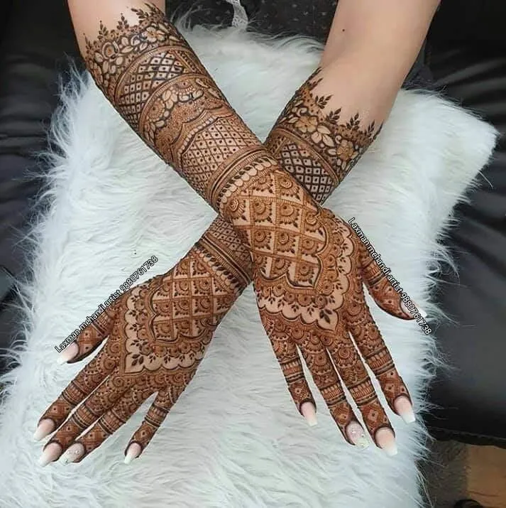 Photo of Intricate Finger Mehndi Design on full back hand