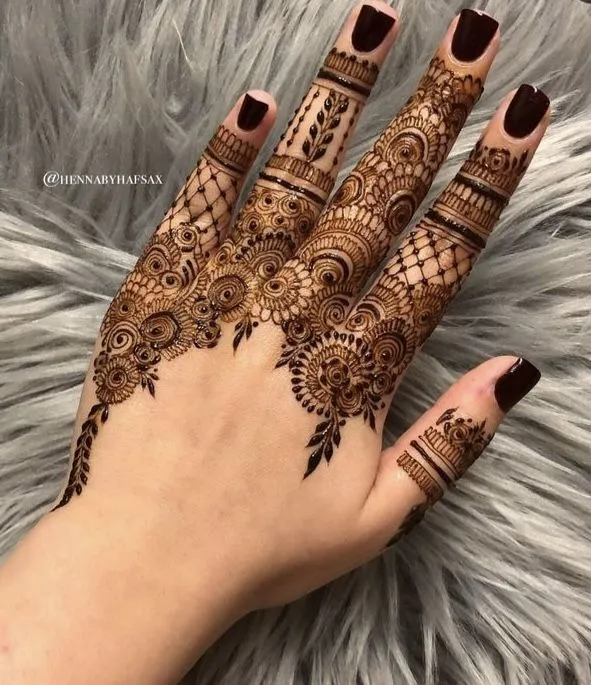 Photo of aesthetic back finger mehndi design