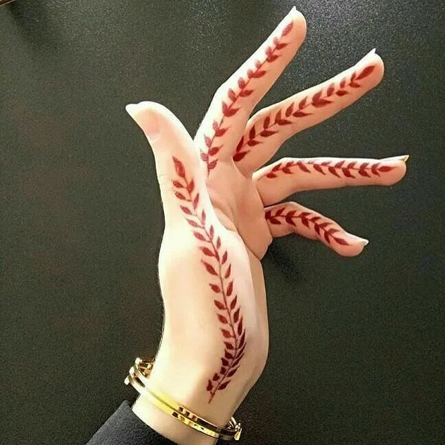 Photo of leaf mehndi design on side of your finger