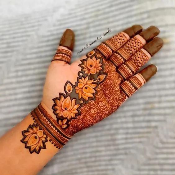 Trendy Lotus Mehndi Design photo of Trendy Lotus Mehndi Design