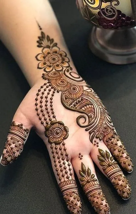 Chain Mehendi Design with Arabic Twist photo of Chain Mehendi Design with Arabic Twist