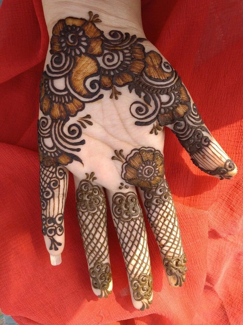 Detailed Finger Mehendi Design photo of Detailed Finger Mehendi Design