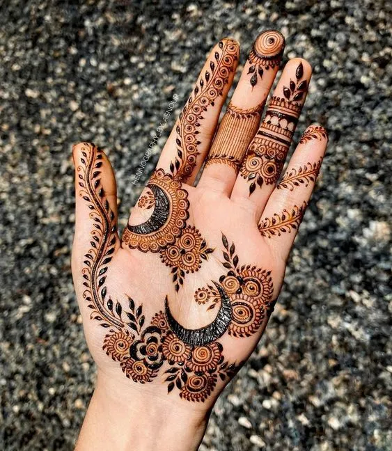 Detailed Crescent Mehndi photo of Detailed Crescent Mehndi