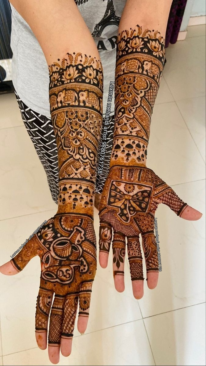 Floral Full Hand Mehndi Design Photo of Floral Full Hand Mehndi Design