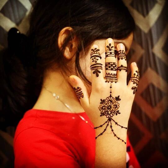 Floral Mehndi Design on Back Hand & Fingers Photo of Floral Mehndi Design on Back Hand & Fingers