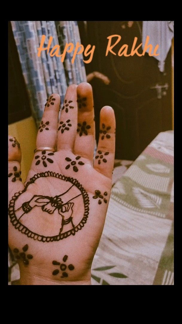 Cute kids Circle Rakhi Mehendi design with Tiny Florals photo of Cute kids Circle Rakhi Mehendi design with Tiny Florals