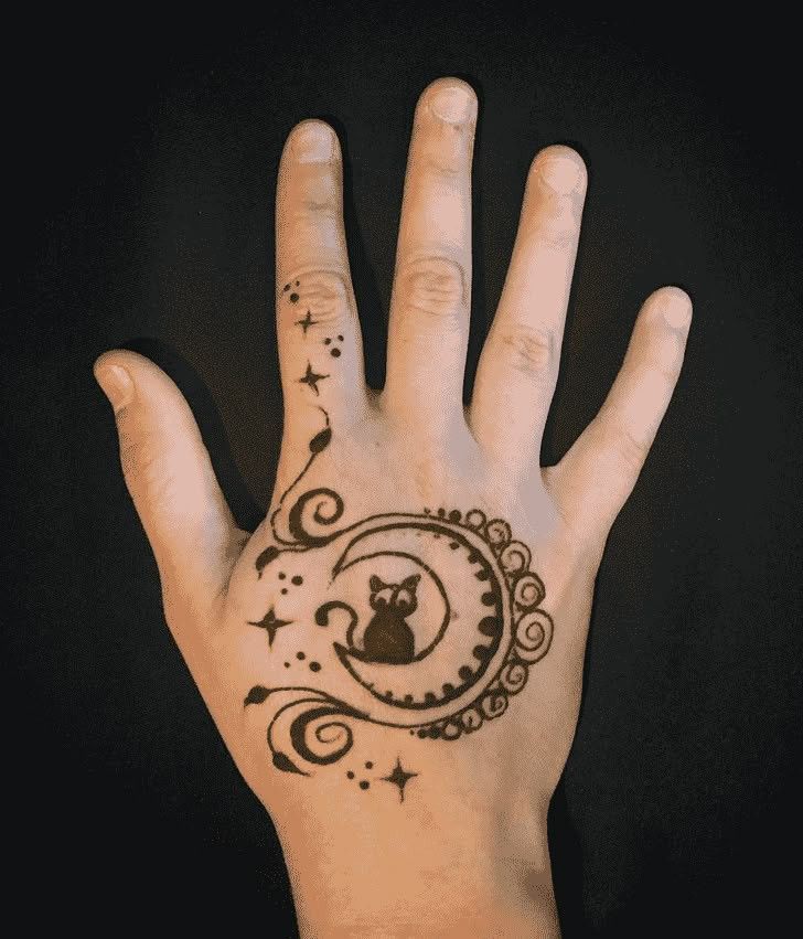 Kitty Moon and star mehendi Design Photo of Kitty Moon and star mehendi Design