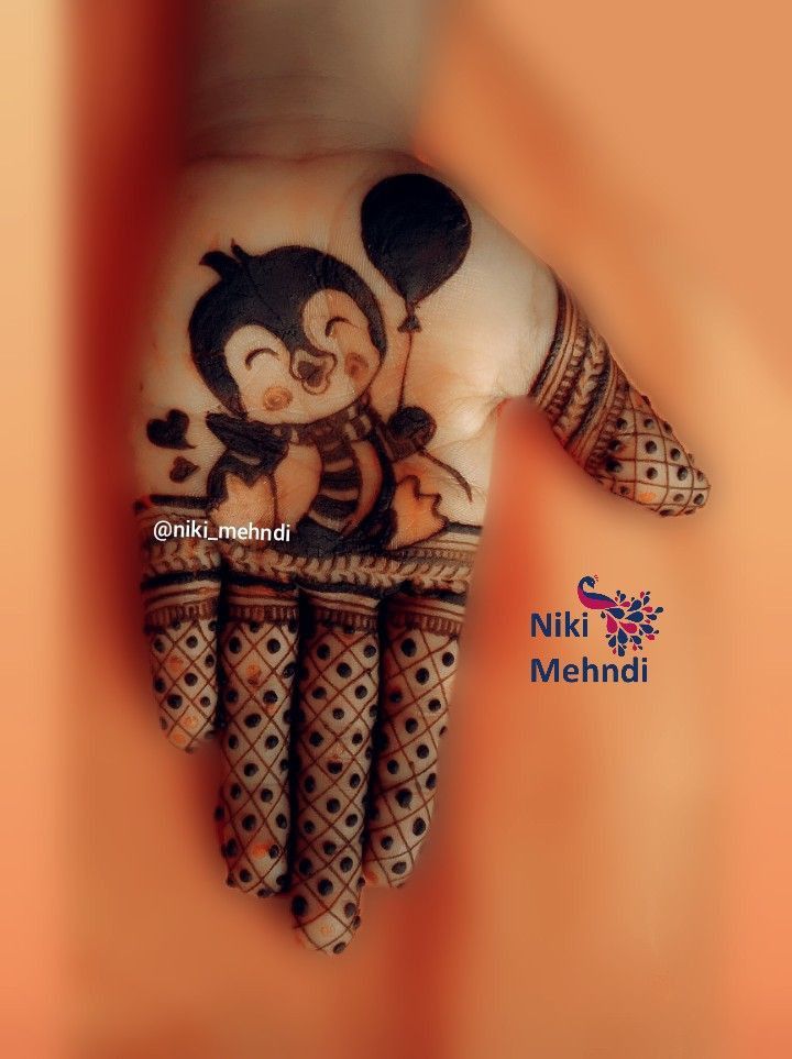 Cartoon Mehndi Design with Balloon Art for kids Photo of Cartoon Mehndi Design with Balloon Art for kids
