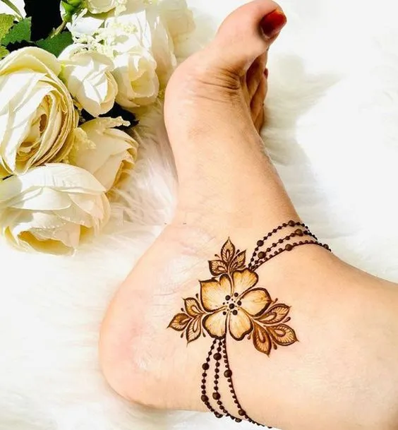 Classic Anklet Mehndi Design Photo of Classic Anklet Mehndi Design
