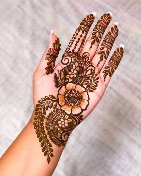 Easy & Simple Mehndi Design for the Palm Photo of Easy & Simple Mehndi Design for the Palm