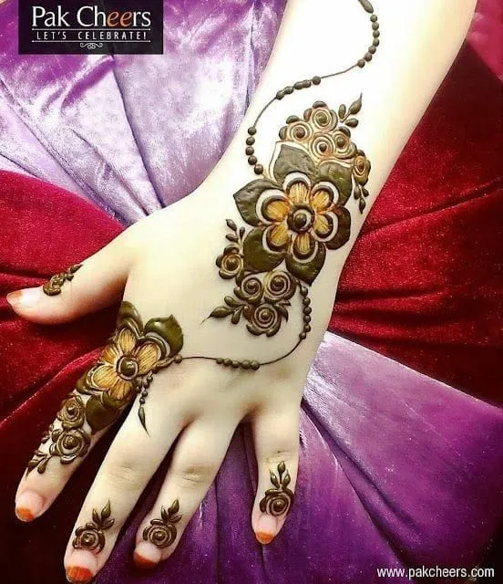 Floral Mehndi Design for Half Hand Photo of Floral Mehndi Design for kids Half Hand