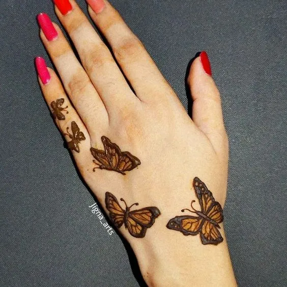 Butterfly String Back-Hand Mehndi Photo of Butterfly String Back-Hand Mehndi