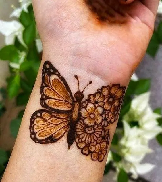 Butterfly Floral Tattoo Mehndi Photo of Butterfly Floral Tattoo Mehndi