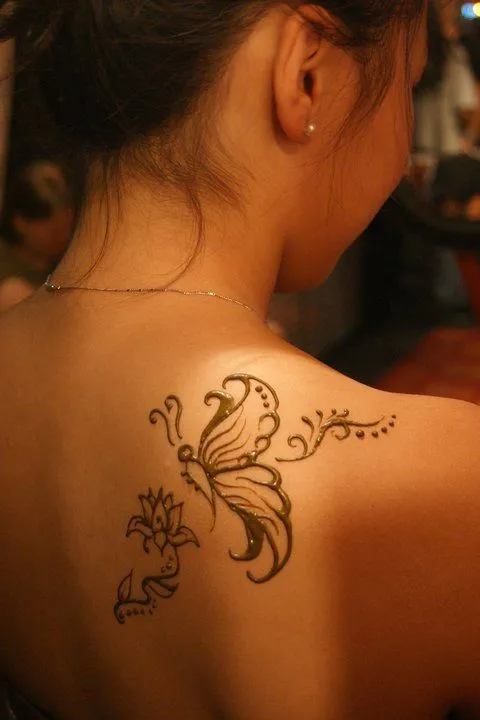 Butterfly and Bloom Tattoo Mehndi Photo of Butterfly and Bloom Tattoo Mehndi
