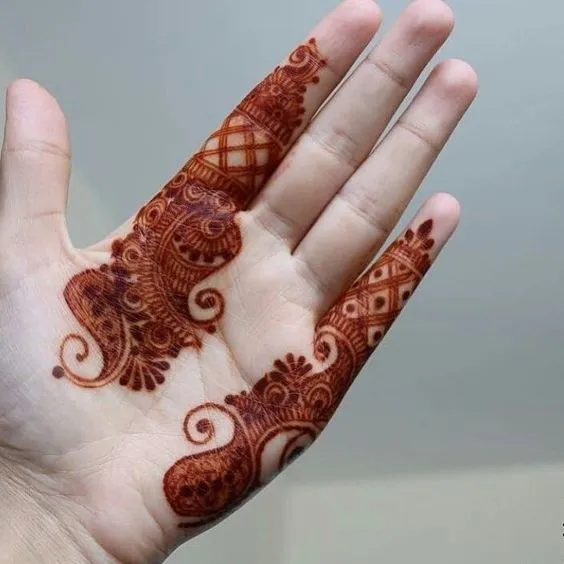 Photo of Palm mehndi design for each side of the palm