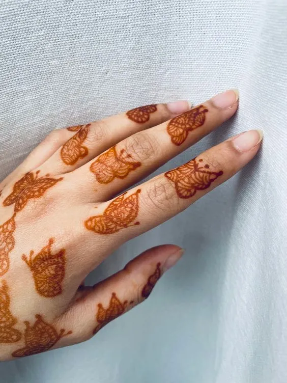 Finger Mehndi With Multiple Butterflies Photo of Finger Mehndi With Multiple Butterflies