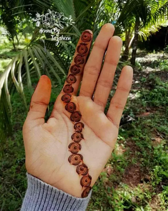 Photo of Round trail mehndi design for the teej function