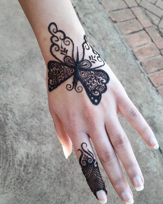 Butterfly Tattoo Mehndi Design Photo of Butterfly Tattoo Mehndi Design