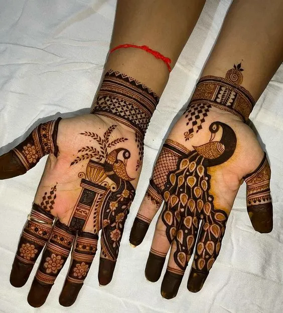 Photo of simple peacock mehndi design for your both palm