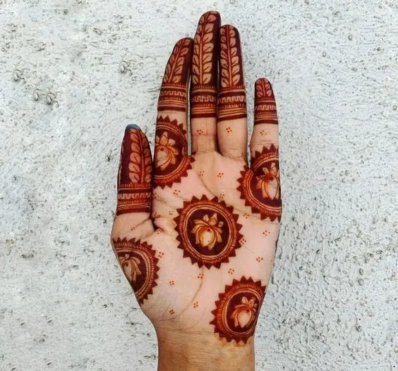 Photo of Lotus mehndi design on front  hand