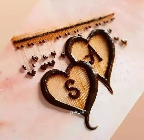 Heart Mehndi With Initials Photo of Heart Mehndi With Initials