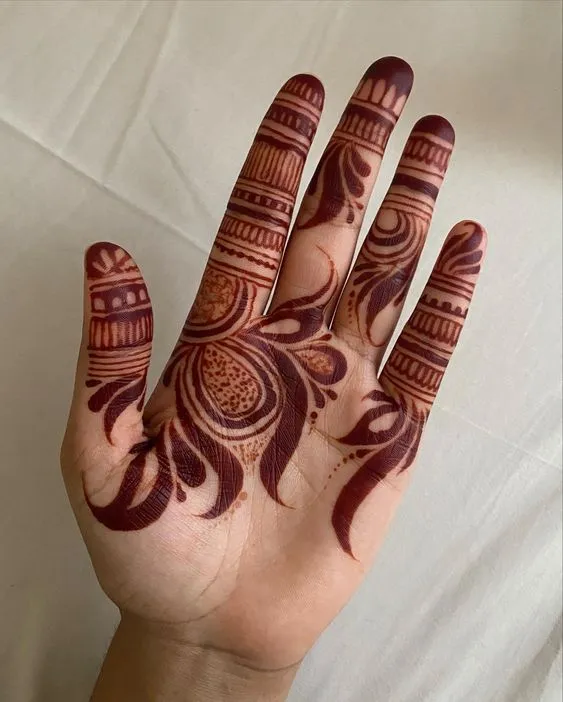 Photo of Simple Punjabi Mehndi Design on front hand