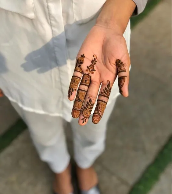 Photo of henna art on fingers 