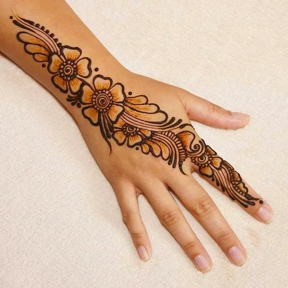 Shaded bail mehndi design for beginners Photo of Blooms and Buds Mehndi Design