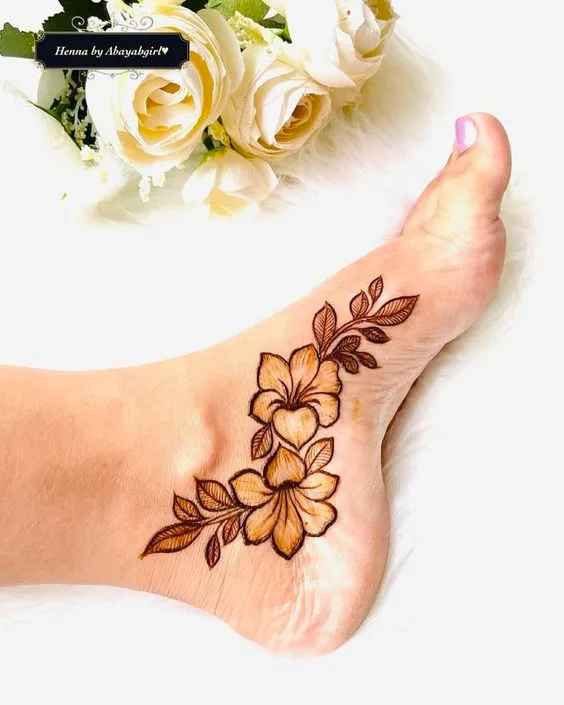 Floral Mehndi for theSides of the Feet Photo of Floral Mehndi for theSides of the Feet