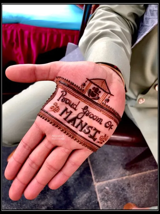 Proud-of-his-bride Mehndi Design for groom Photo of Proud-of-his-bride Mehndi Design for groom