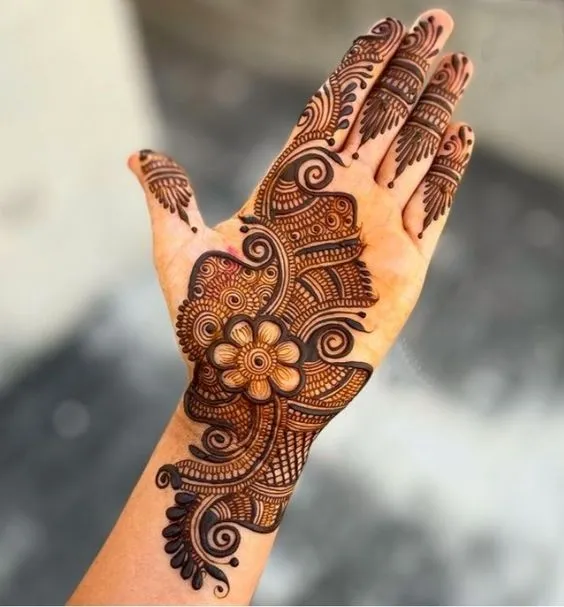 Easy henna Tattoo design for your palm Photo of Easy henna Tattoo design for your palm